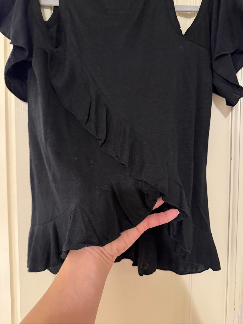 Chaser Black Cold-Shoulder Ruffle Sleeve Tank - Picture 3 of 4